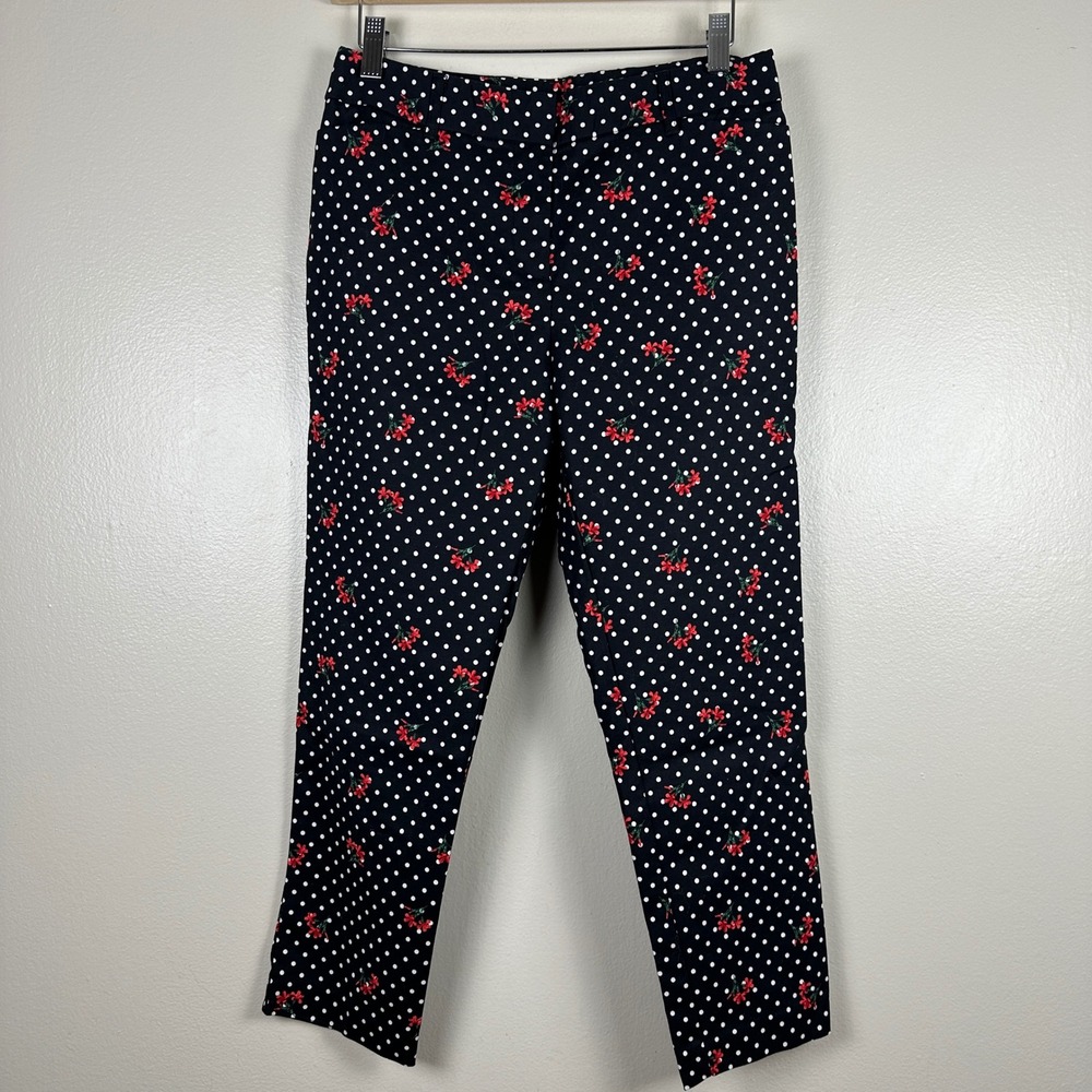 Liz Claiborne Women's 4P Emma Classic Pants Black Polka Dot Floral Embroidered
